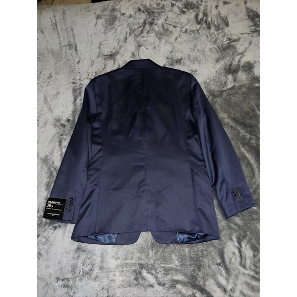 Size 38S Banana Republic Factory logo MODERN CLASSIC SATIN SUIT JACKET Navy - Picture 10 of 10